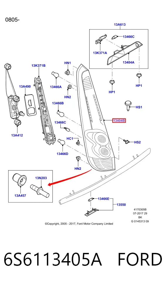 Лівий стоп 6S6113405A Ford