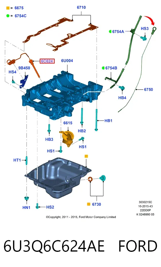 Датчик рівня масла 6U3Q6C624AE Ford
