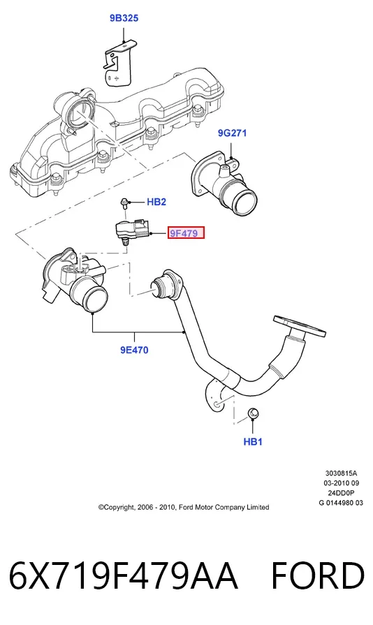 Датчик тиску вихлопних газів 6X719F479AA Ford
