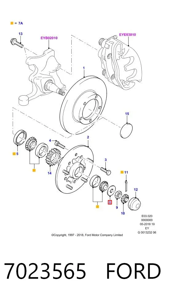 Гайка маточини передньої 7023565 Ford