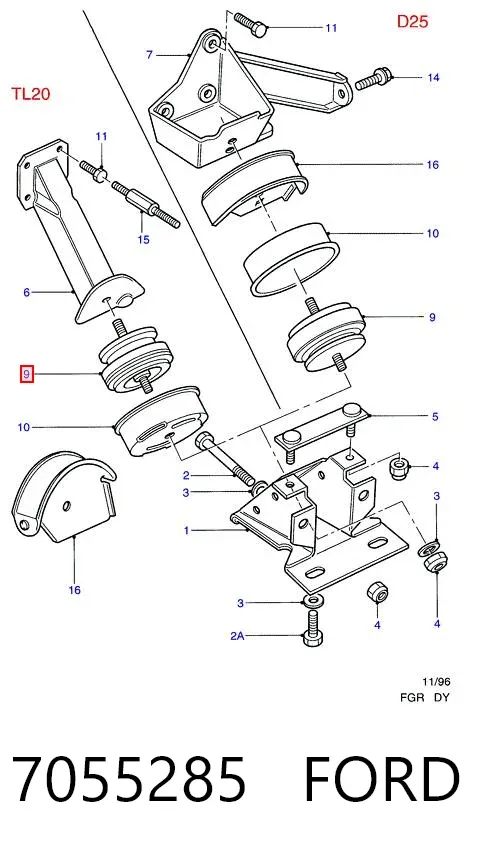 Подушка (опора) двигуна, ліва 7055285 Ford