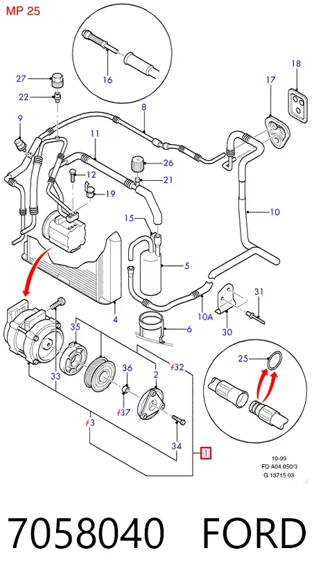 Компресор кондиціонера 7058040 Ford