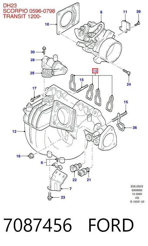 Прокладка впускного колектора 7087456 Ford