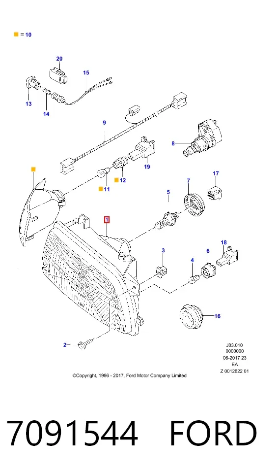 Фара ліва 7091544 Ford
