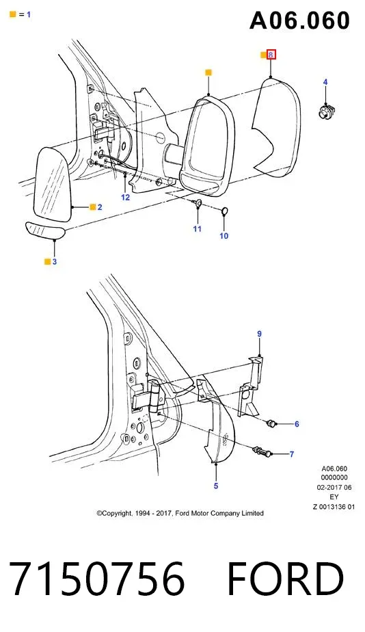 Накладка дзеркала заднього виду, ліва 7150756 Ford