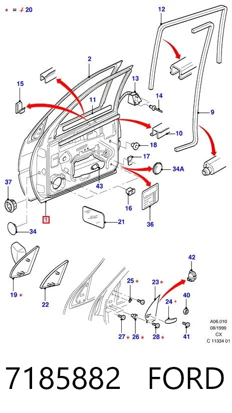Двері передні ліві 7185882 Ford