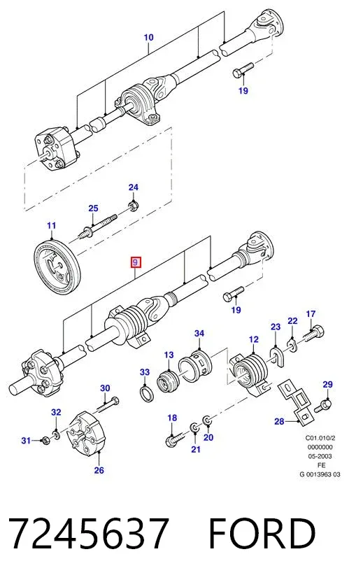 Кардан задній 7245637 Ford