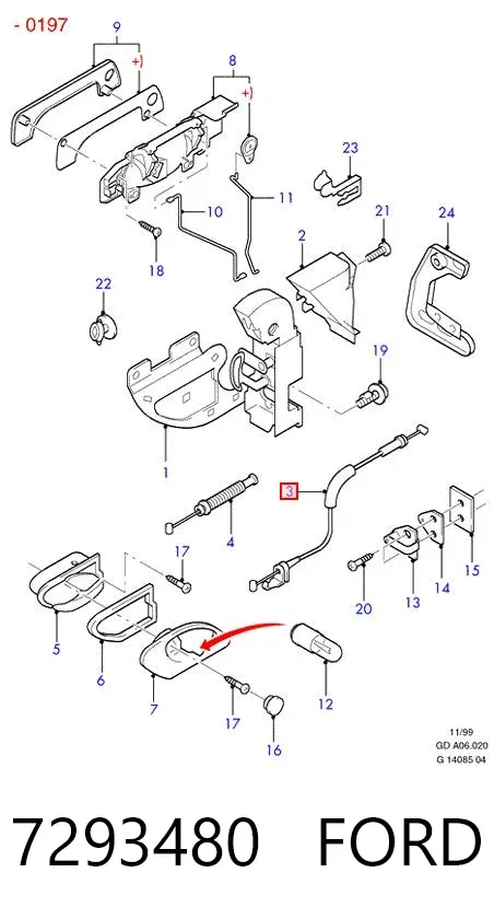 Трос відкривання двері задньої 1532033S Formpart/Otoform