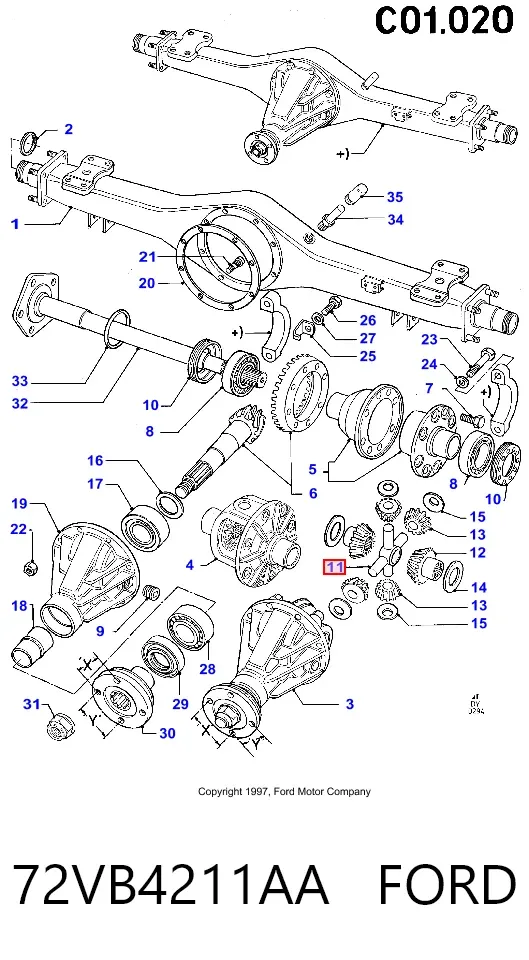 Ремкомплект диференціалу заднього моста 72VB4211AA Ford