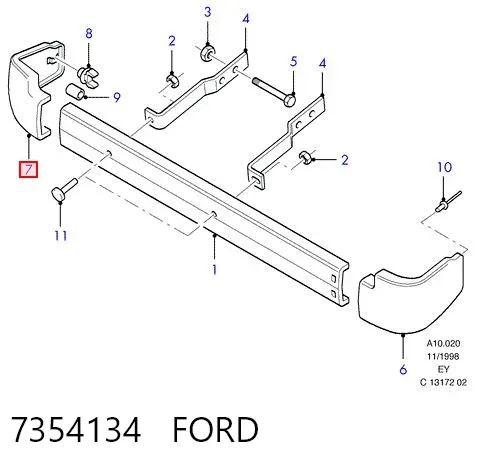 Бампер задній, ліва частина 7354134 Ford
