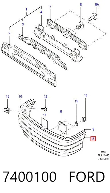 Задній бампер 7400100 Ford