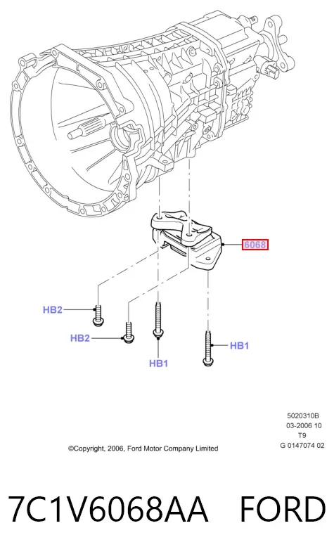 Подушка коробки передач 7C1V6068AA Ford