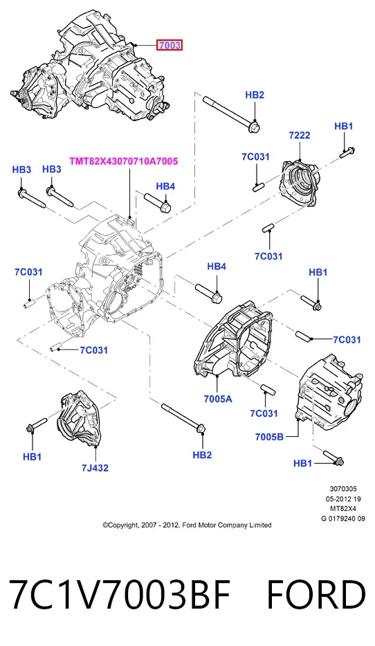 Коробка передач 7C1V7003BF Ford