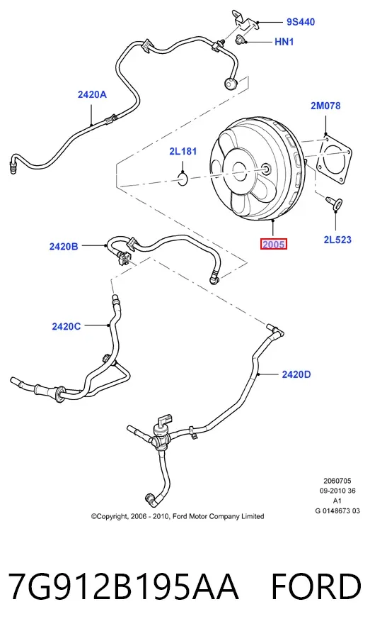 Підсилювач гальм 7G912B195AA Ford