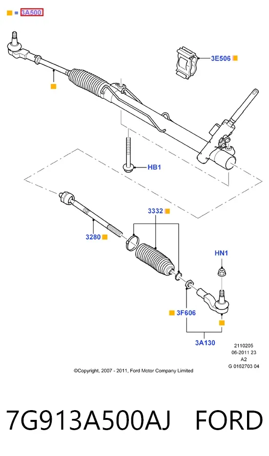 Рульова рейка 7G913A500AJ Ford