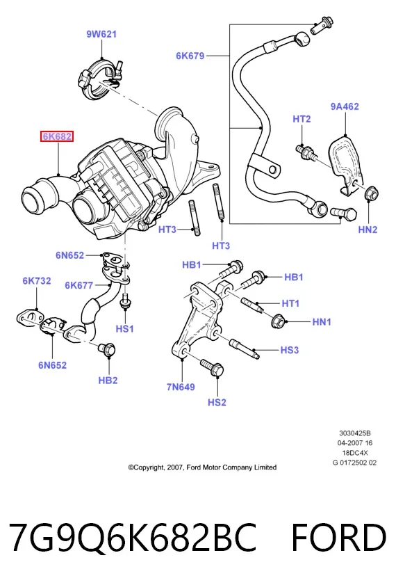 Турбіна 7G9Q6K682BC Ford