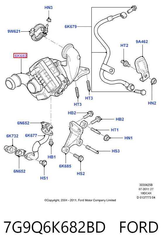 Турбіна 7G9Q6K682BD Ford