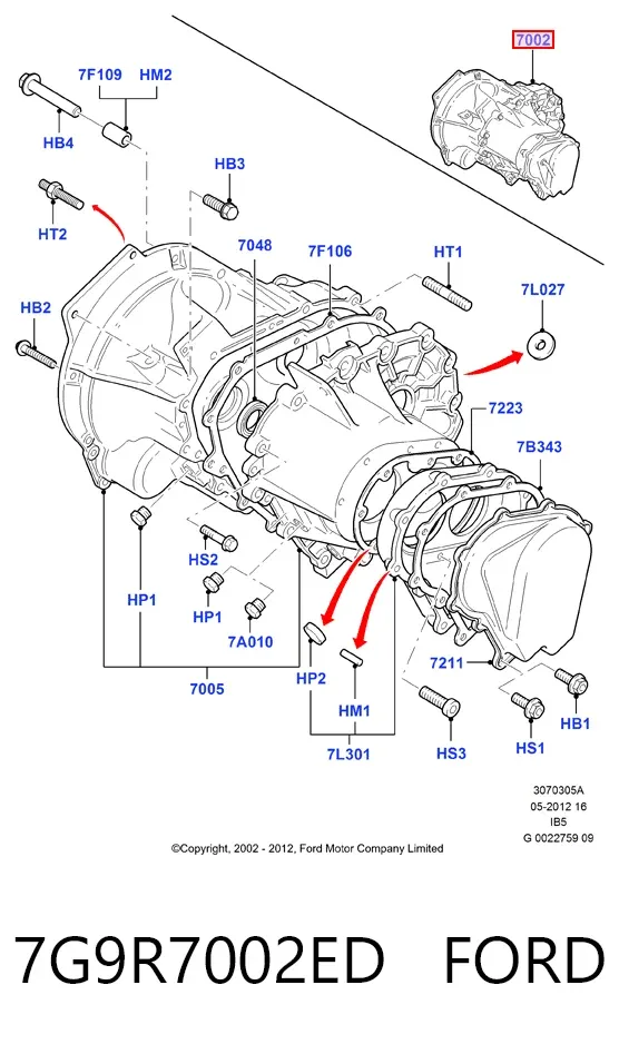 Коробка передач 7G9R7002ED Ford