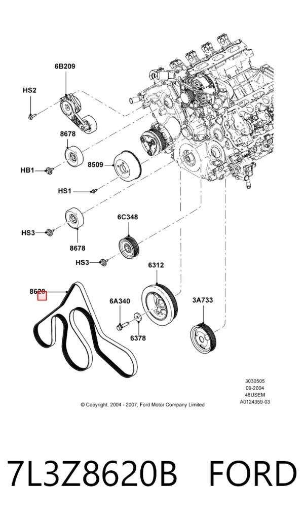 Ремінь генератора 7L3Z8620B Ford