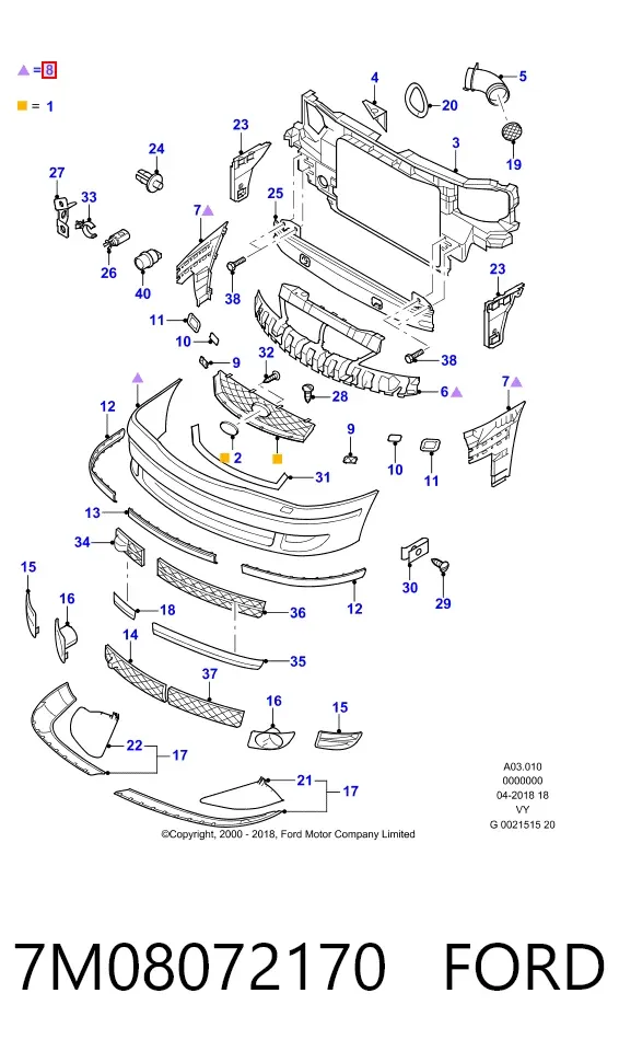 Передній бампер 7M08072170 Ford