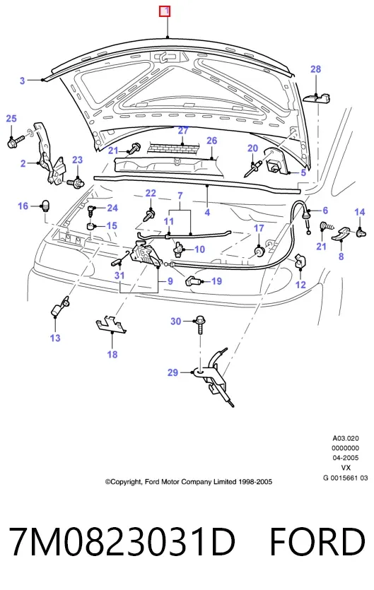 Капот 7M0823031D Ford