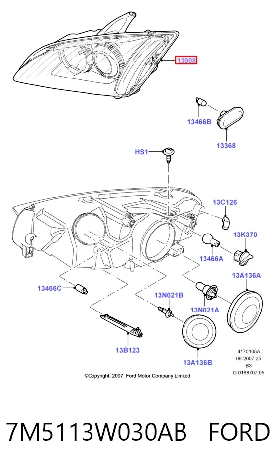 Фара ліва 7M5113W030AB Ford