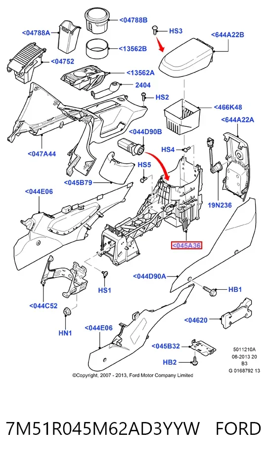 Консоль центральна панелі керування 7M51R045M62AD3YYW Ford
