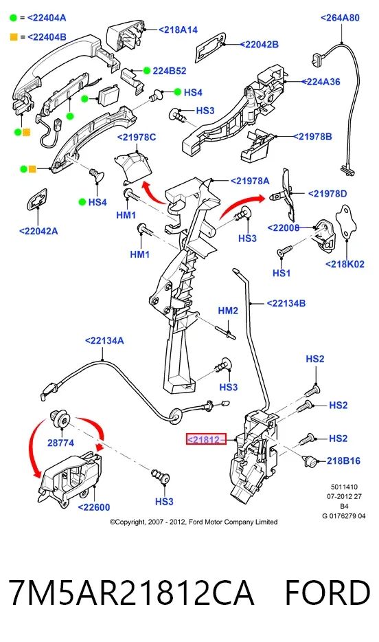 Замок дверки правої передньої 7M5AR21812CA Ford