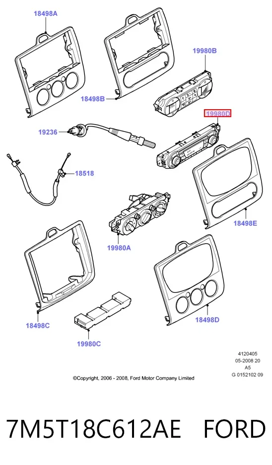 Блок управління кондиціонером 7M5T18C612AE Ford