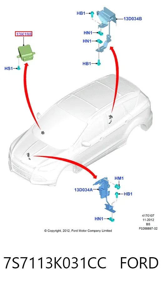 Коректор фар 7S7113K031CC Ford