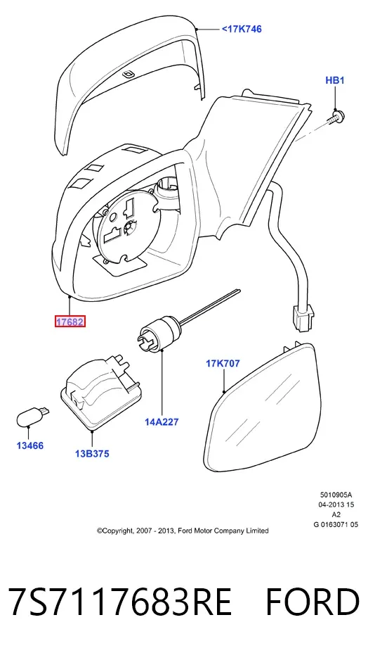 Ліве бокове дзеркало 7S7117683RE Ford