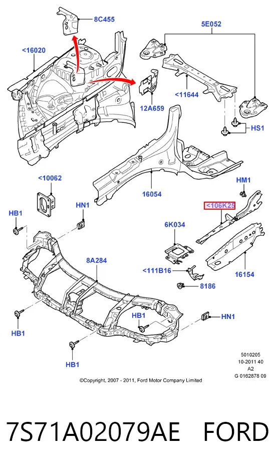 Кронштейн кріплення крила переднього лівого верхній 7S71A02079AE Ford