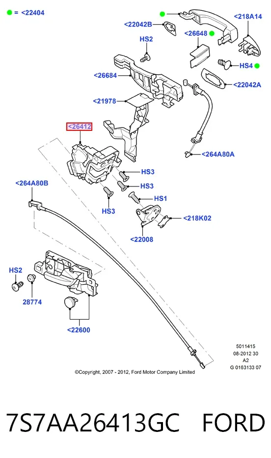Замок задньої двері, лівої 7S7AA26413GC Ford