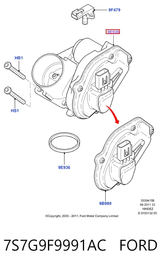 Дросільна заслінка 7S7G9F9991AC Ford