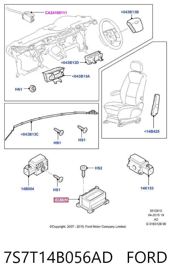 Модуль-процесор керування подушки безпеки 7S7T14B056AD Ford