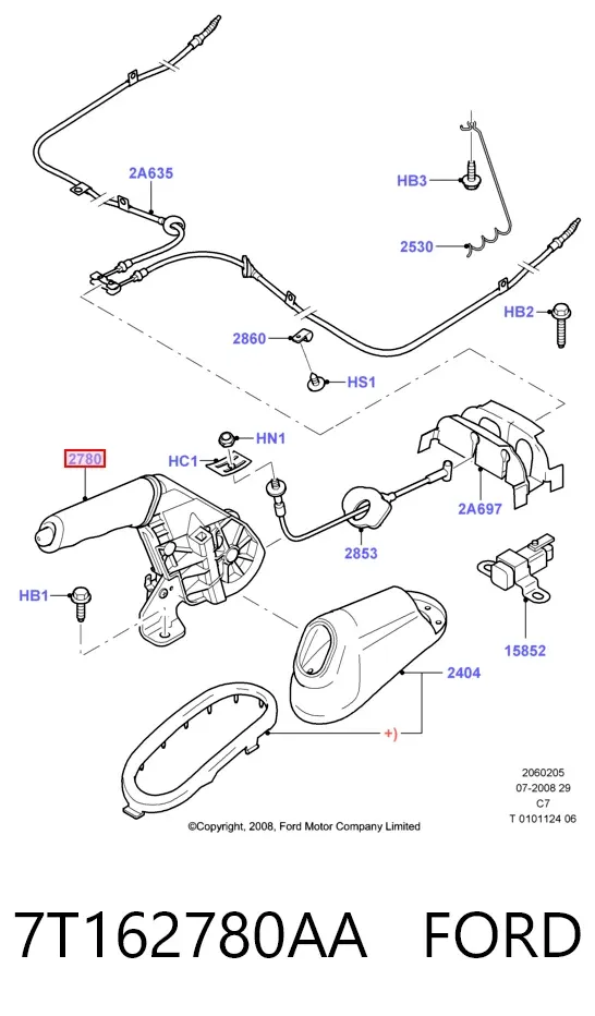 Важіль ручного гальма 7T162780AA Ford