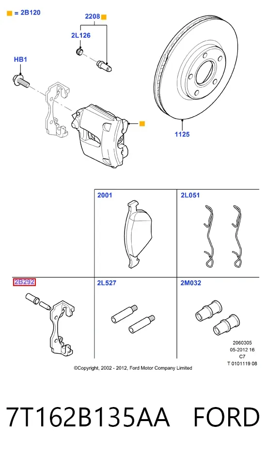 Скоба супорту переднього 7T162B135AA Ford