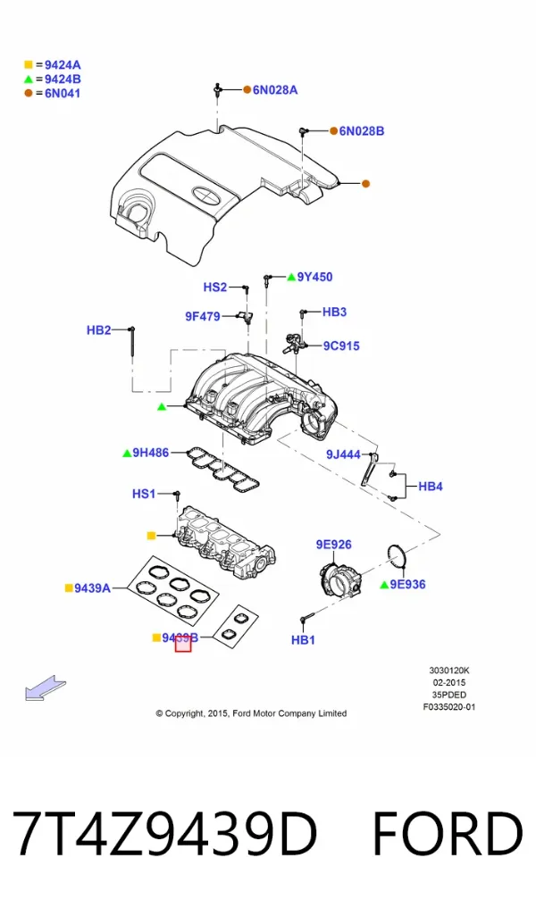 Прокладка впускного колектора 7T4Z9439D Ford