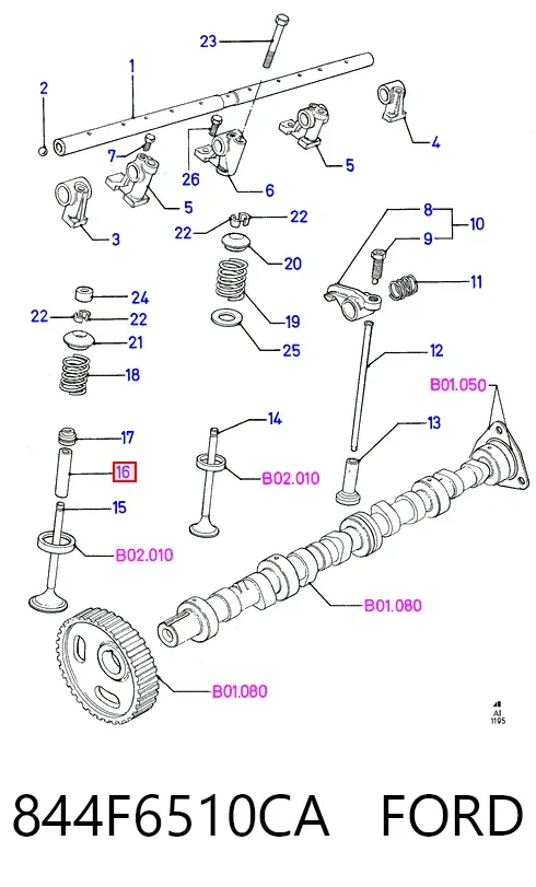 Направляюча клапанів 844F6510CA Ford