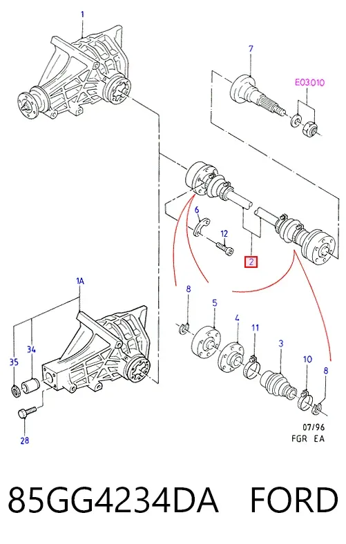 Піввісь задня, ліва 85GG4234DA Ford