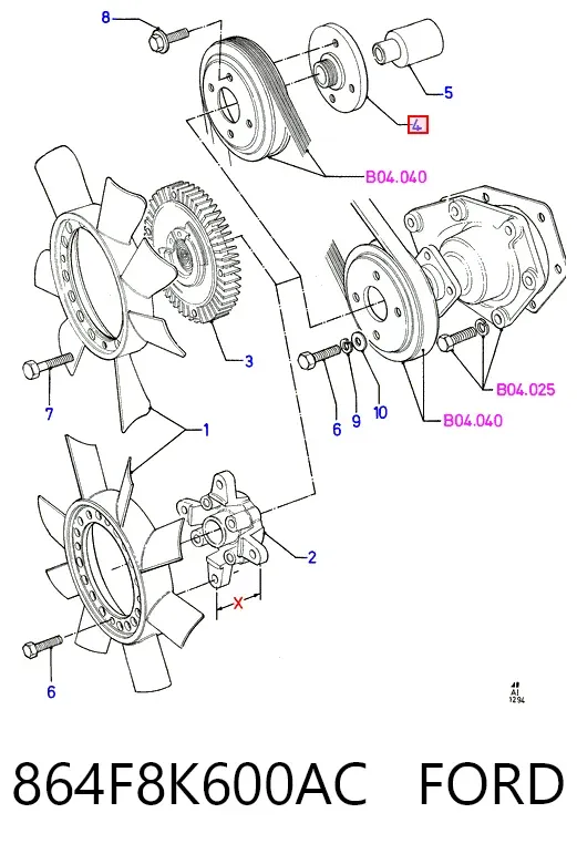 Кронштейн віскомуфти системи охолодження, опорний 864F8K600AC Ford