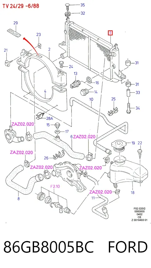 Радіатор 86GB8005BC Ford