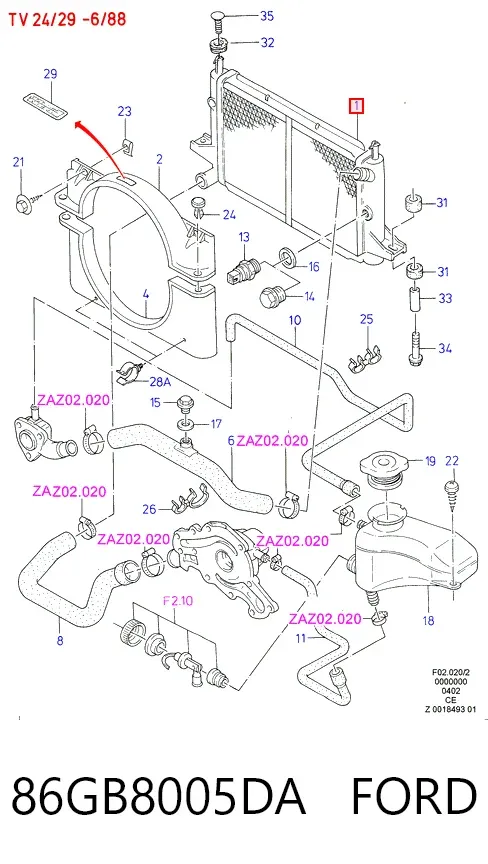 Радіатор 86GB8005DA Ford