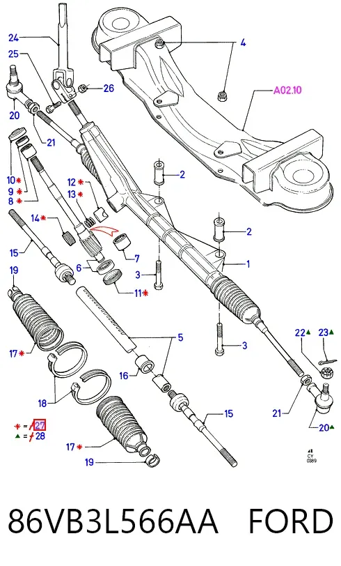 Рульова рейка 86VB3L566AA Ford