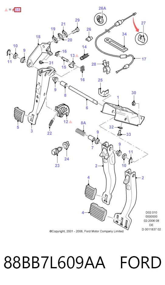 Ремкомплект сектора приводу зчеплення 88BB7L609AA Ford