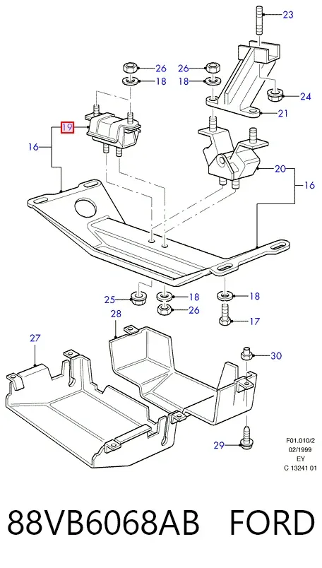 Подушка двигуна передня 88VB6068AB Ford