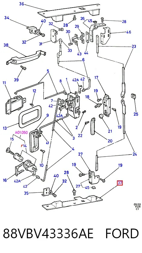 Планка дверей розпашних задньої, нижня 88VBV43336AE Ford