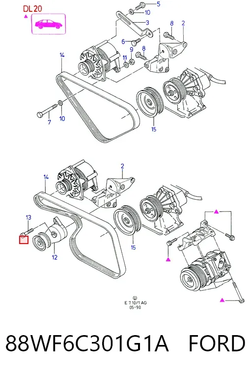 Ремінь генератора 88WF6C301G1A Ford