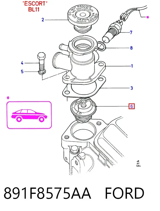 Термостат 891F8575AA Ford