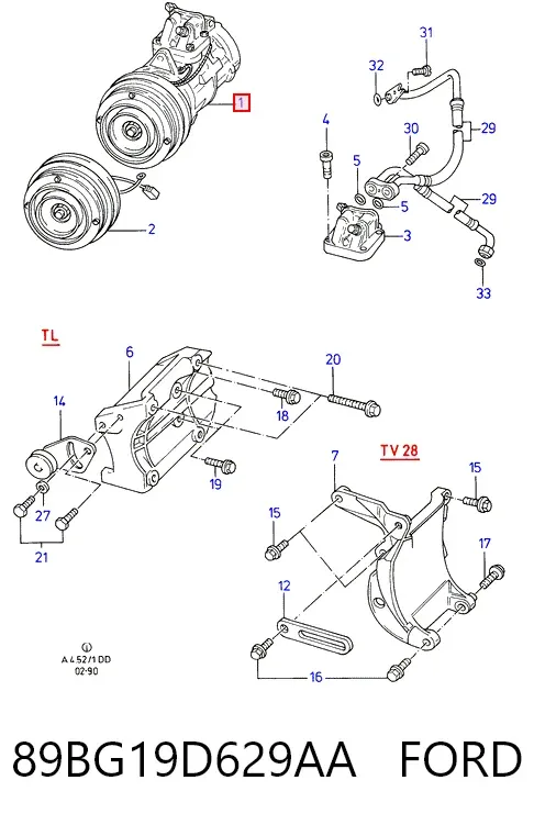 Компресор кондиціонера 89BG19D629AA Ford